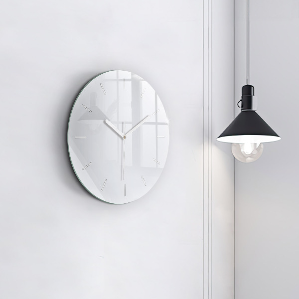 Round glass wall clock White