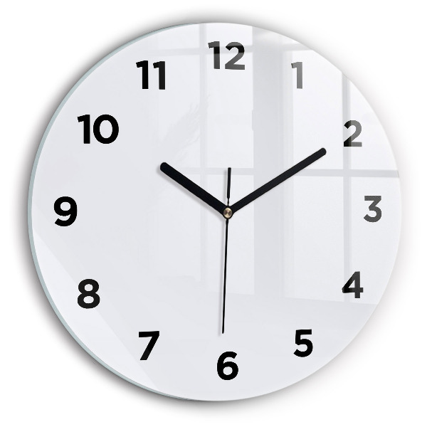 Round glass wall clock White