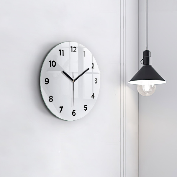 Round glass wall clock White
