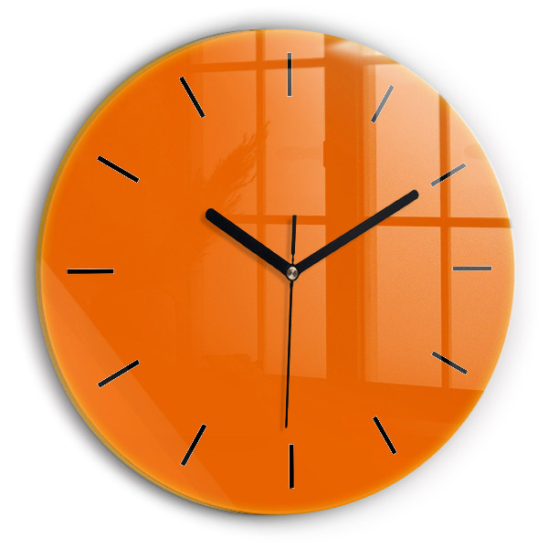 Round glass wall clock Orange