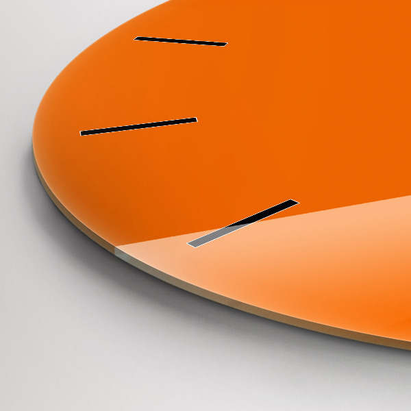 Round glass wall clock Orange
