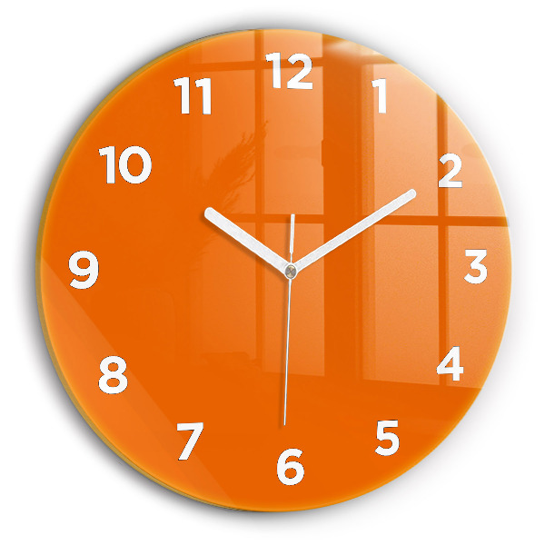 Round glass wall clock Orange