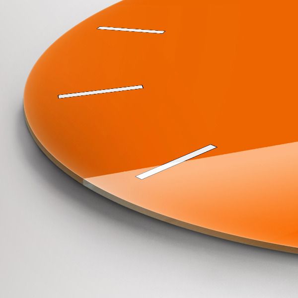 Round glass wall clock Orange