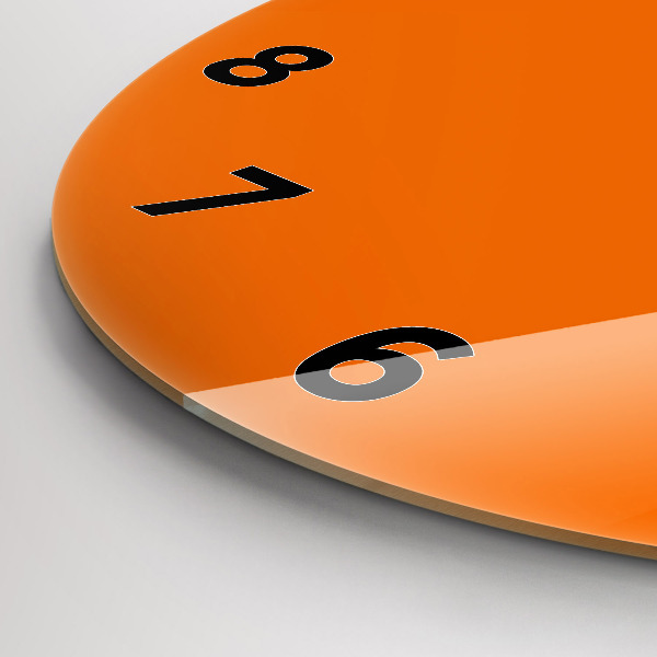 Round glass wall clock Orange