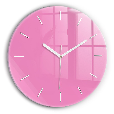 Round glass wall clock Pink