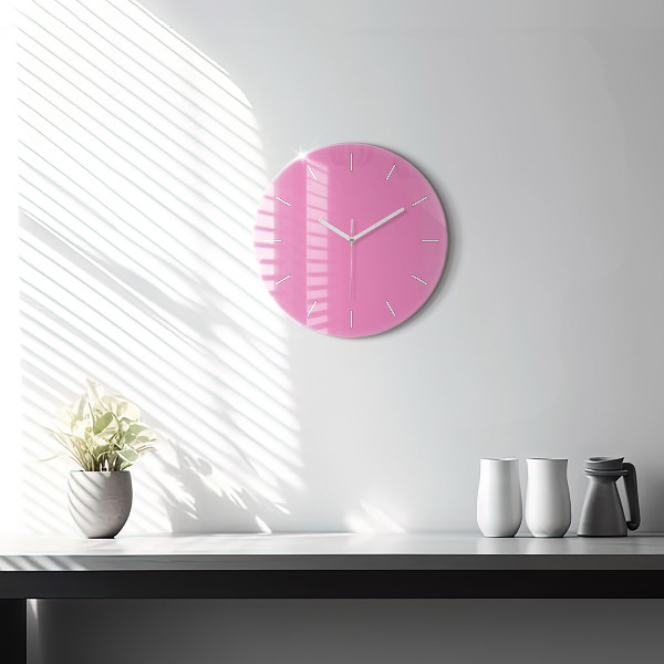 Round glass wall clock Pink