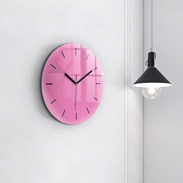 Round glass wall clock Pink