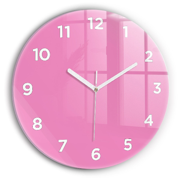 Round glass wall clock Pink
