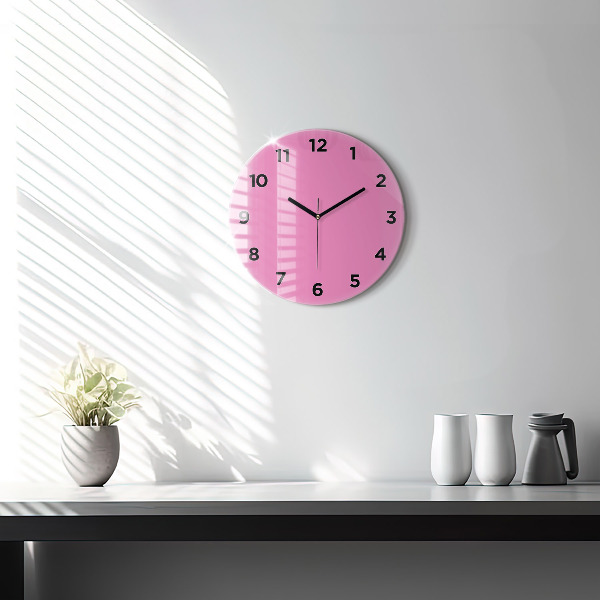 Round glass wall clock Pink