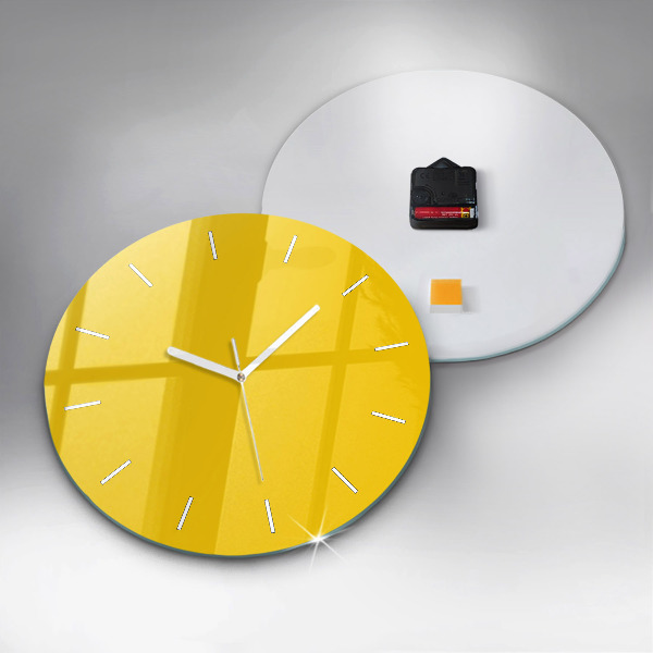 Round glass wall clock Yellow