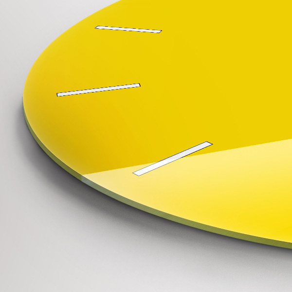 Round glass wall clock Yellow