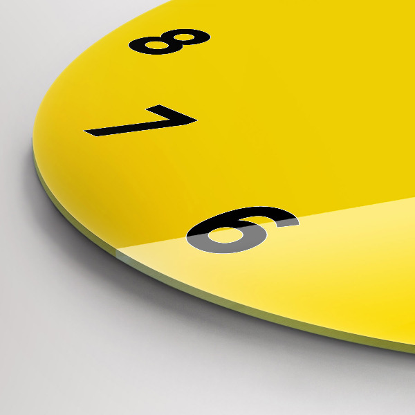 Round glass wall clock Yellow