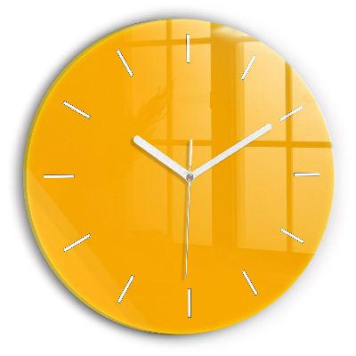 Round glass wall clock Dark Yellow