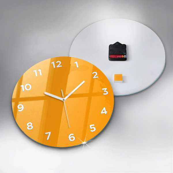 Round glass wall clock Dark Yellow