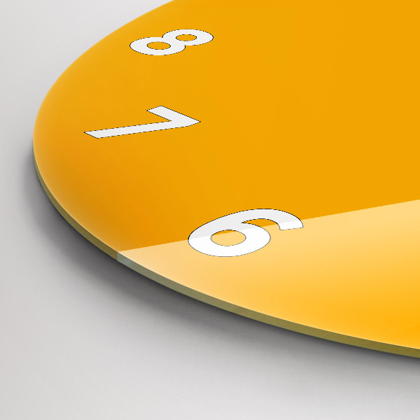 Round glass wall clock Dark Yellow