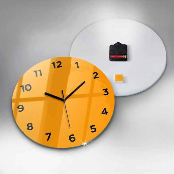 Round glass wall clock Dark Yellow