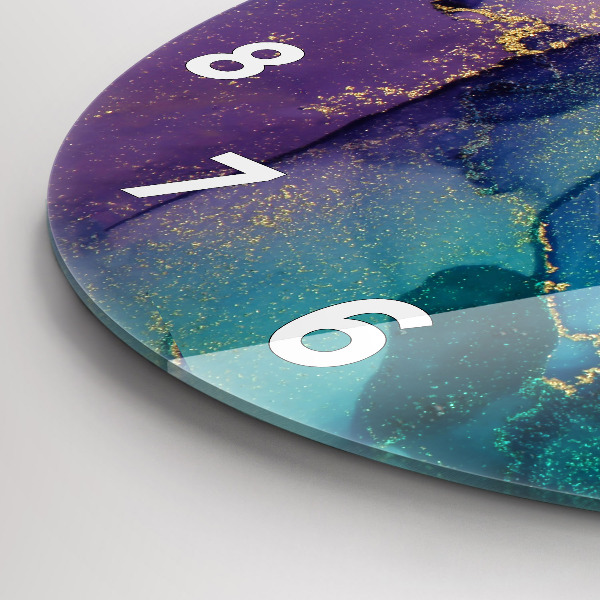 Round glass wall clock Abstraction of colors