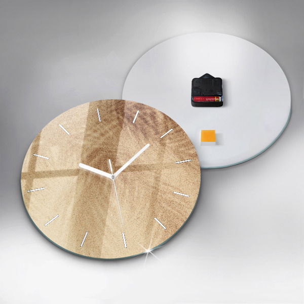 Round glass wall clock Golden abstraction