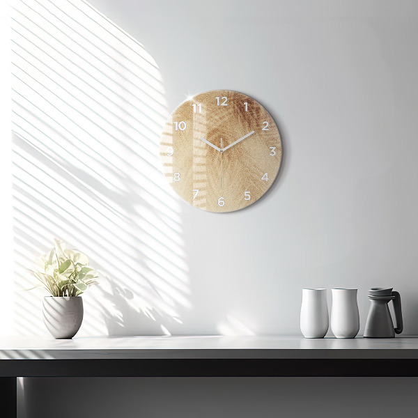 Round glass wall clock Golden abstraction