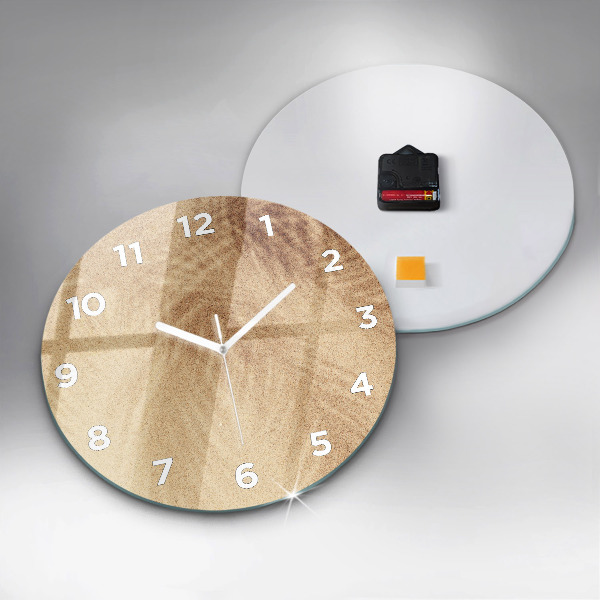 Round glass wall clock Golden abstraction