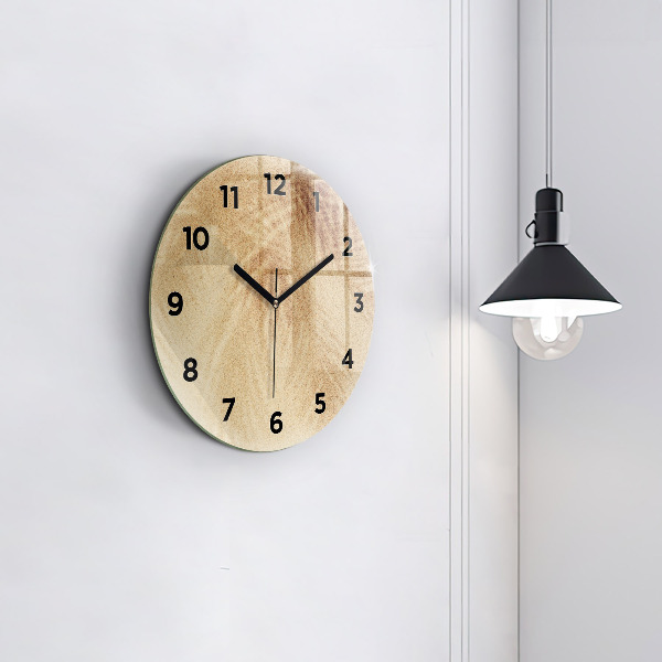 Round glass wall clock Golden abstraction
