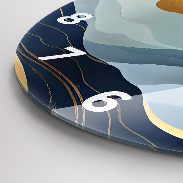 Round glass wall clock Abstract mountains