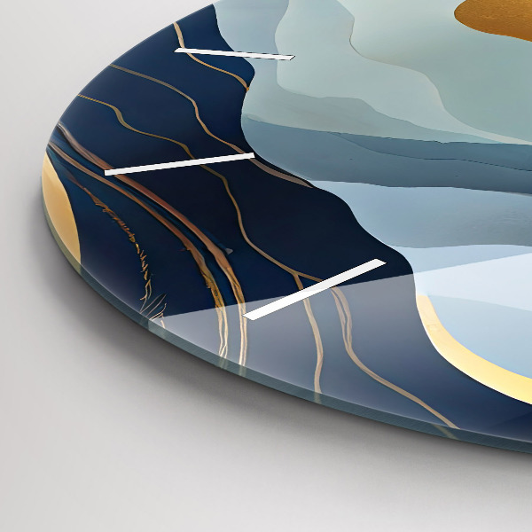 Round glass wall clock Abstract mountains