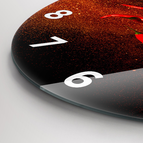Round glass wall clock Chili peppers
