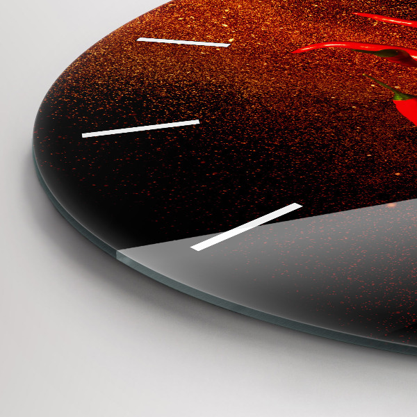 Round glass wall clock Chili peppers