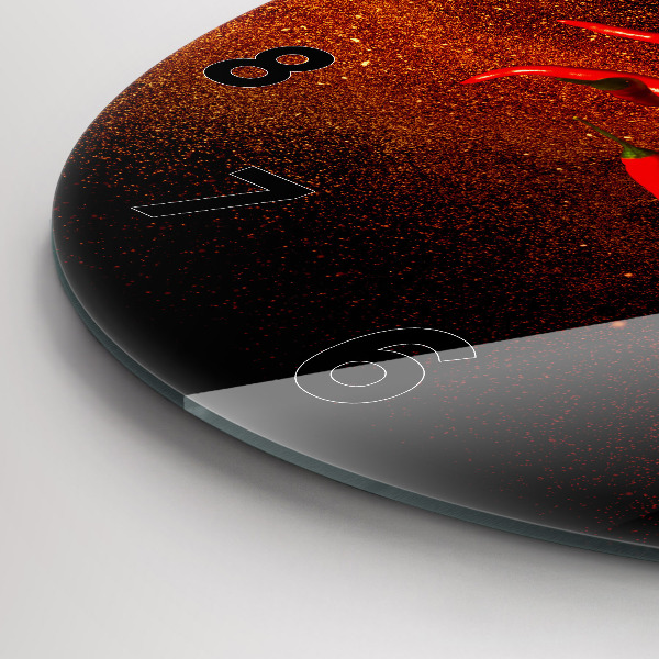 Round glass wall clock Chili peppers