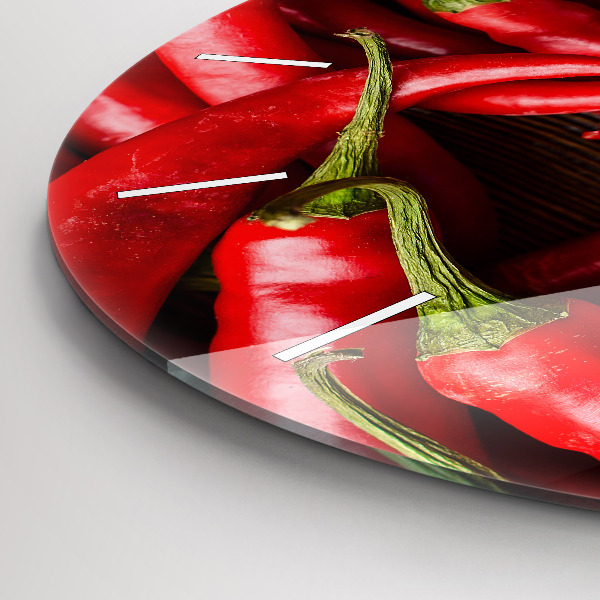 Round glass wall clock Hot peppers