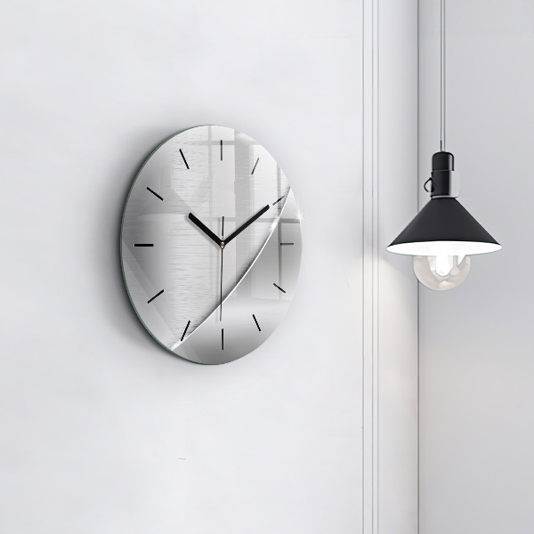 Round glass wall clock Silver pattern