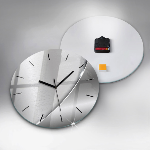 Round glass wall clock Silver pattern