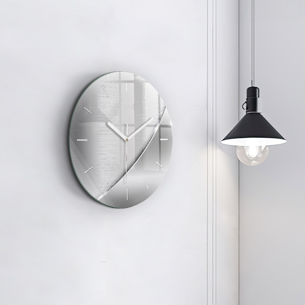 Round glass wall clock Silver pattern