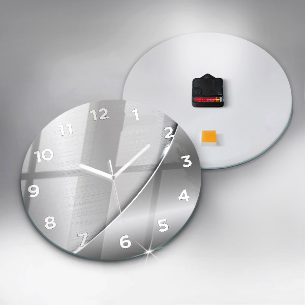 Round glass wall clock Silver pattern