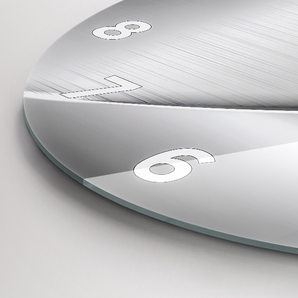 Round glass wall clock Silver pattern