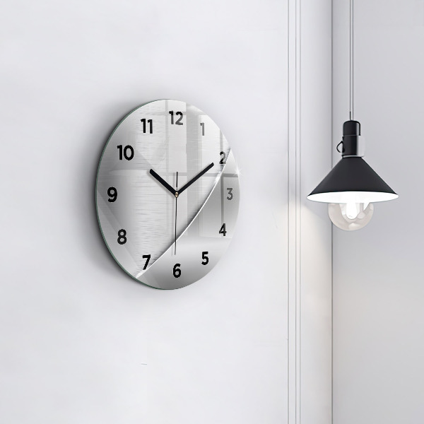 Round glass wall clock Silver pattern