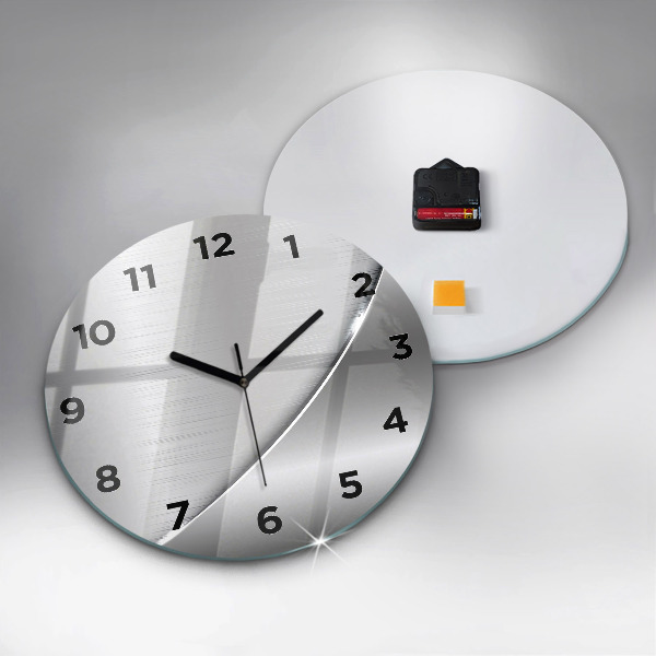 Round glass wall clock Silver pattern