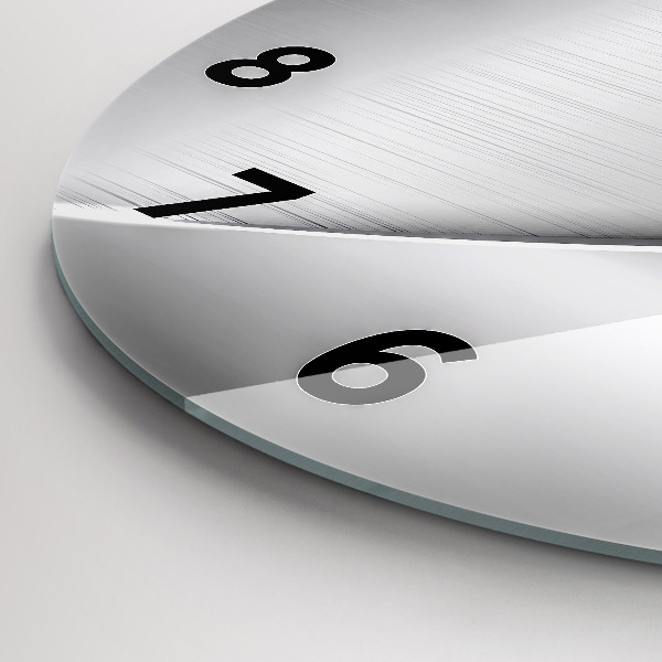 Round glass wall clock Silver pattern