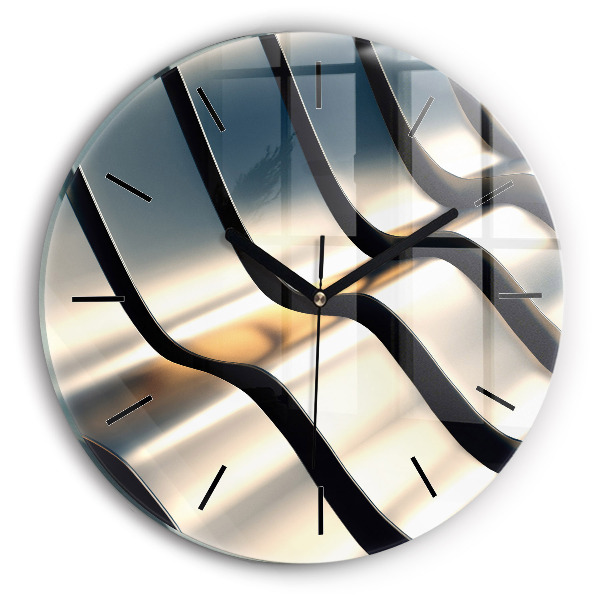 Round glass wall clock Silver pattern