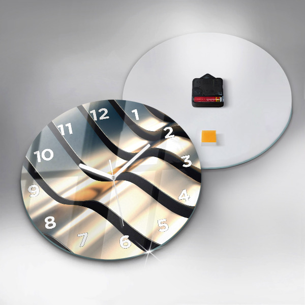 Round glass wall clock Silver pattern