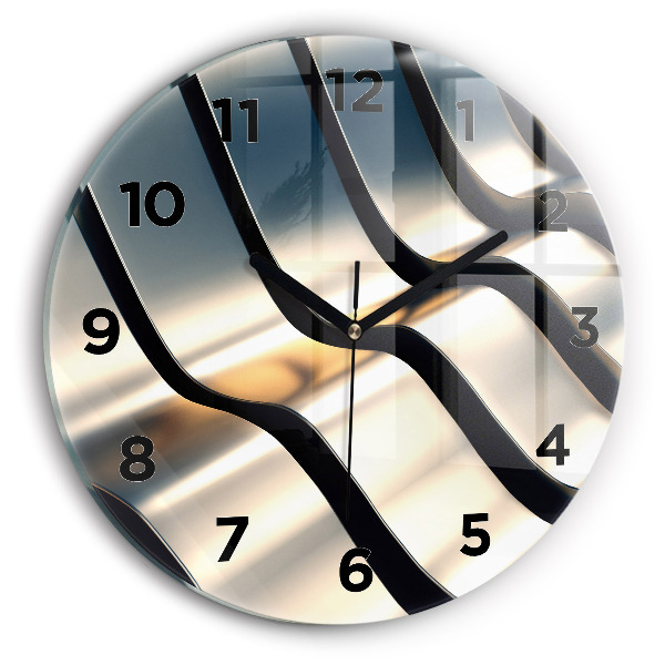 Round glass wall clock Silver pattern