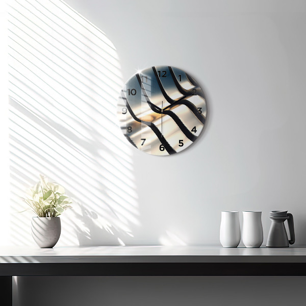 Round glass wall clock Silver pattern