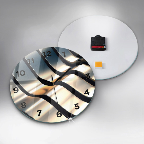 Round glass wall clock Silver pattern