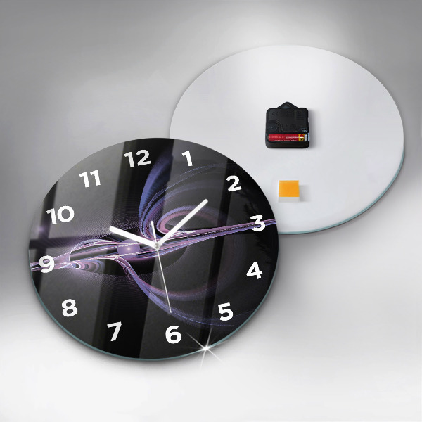 Round glass wall clock Purple abstraction