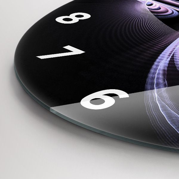 Round glass wall clock Purple abstraction