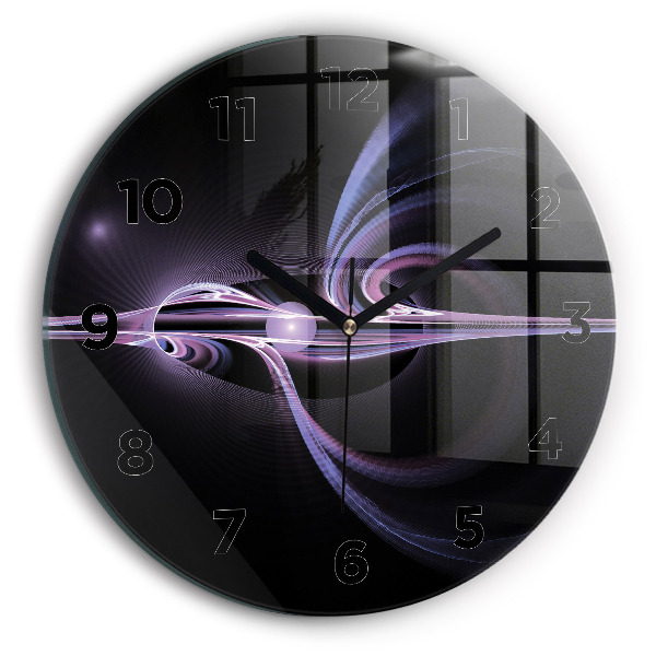 Round glass wall clock Purple abstraction