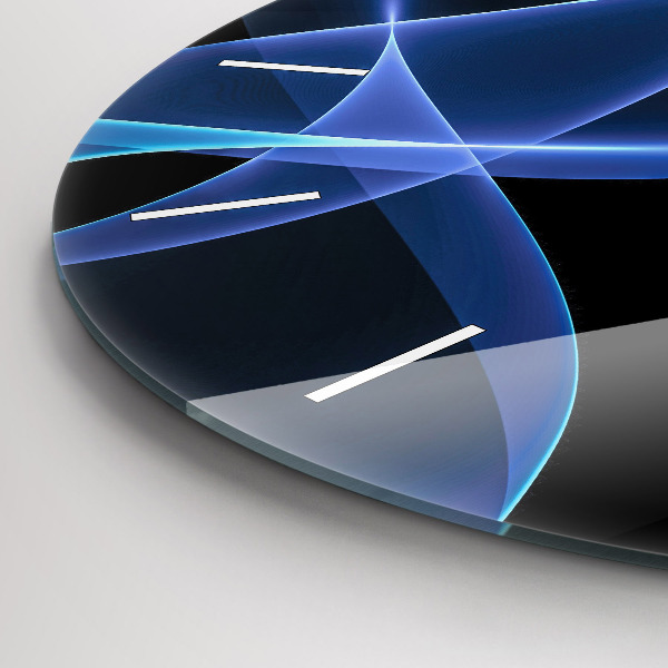 Round glass wall clock Blue lines