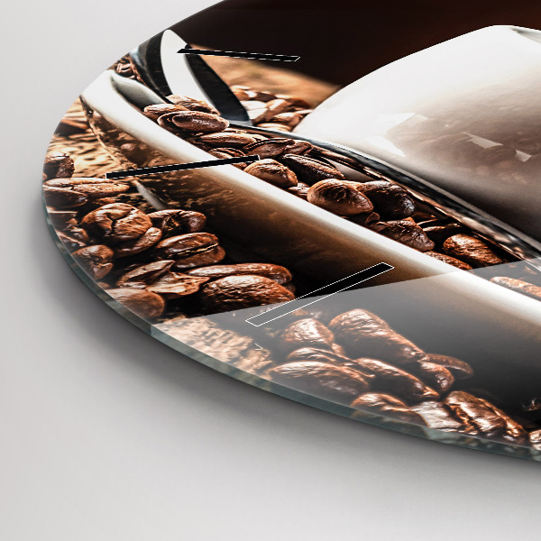 Round glass wall clock A cup of coffee