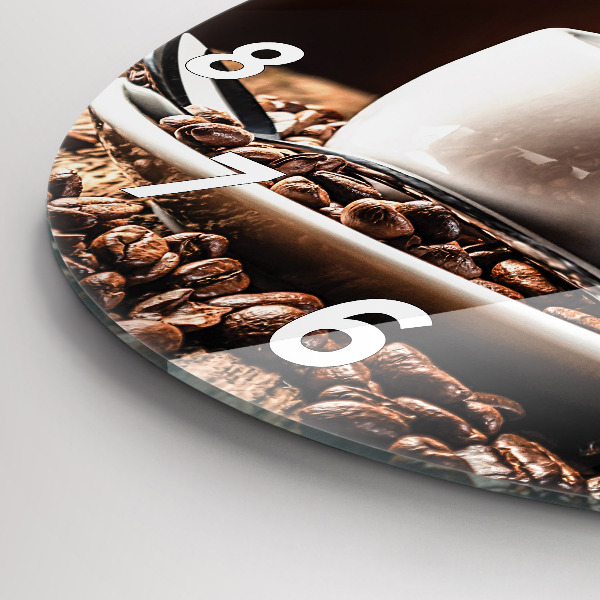 Round glass wall clock A cup of coffee